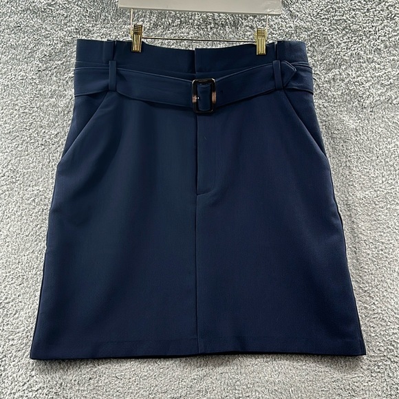 NEW Banana Republic Belted Pencil Skirt Navy Blue Size 14 - Picture 1 of 10